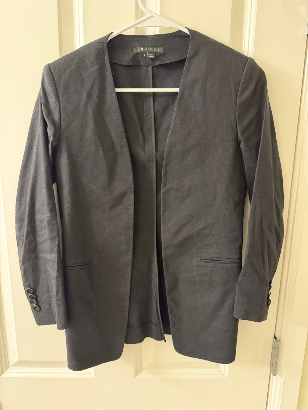 Theory Black Open-Front Longline Blazer